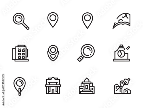 Location Search Line Art Exploring Precise Place Finding