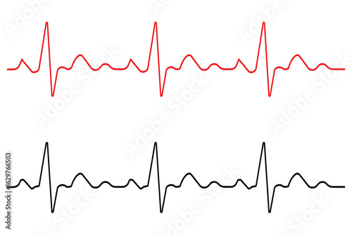 Hand draw heartbeat line icon. Red heartbeat line icon, life line icon vector. Cardiogram line icon, symbol. Vector illustration.