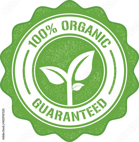 100 Percent Organic Badge, Label, 100% Organic Badge, Hundred Percent Organic Natural Badge, Rubber Stamp, Sticker and Logo For Packaging and Labeling Design Elements