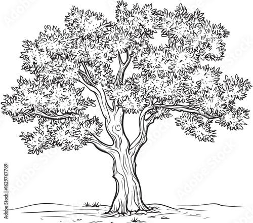 Olive Tree Black Silhouette Vector Icon Olive Tree Vector Black Logo with Roots Design