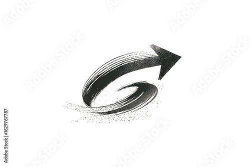 Abstract graphic, dark gray arrow with swirling texture
