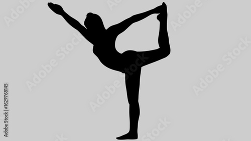 Balance Pose Silhouette: A graceful silhouette of a person striking a perfect yoga pose, radiating poise, equilibrium, and mindfulness. The image embodies the strength of discipline