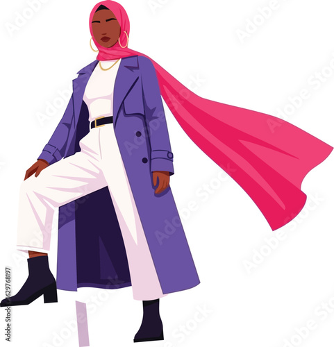 Hijab fashion woman style modest clothing trendy outfit illustration