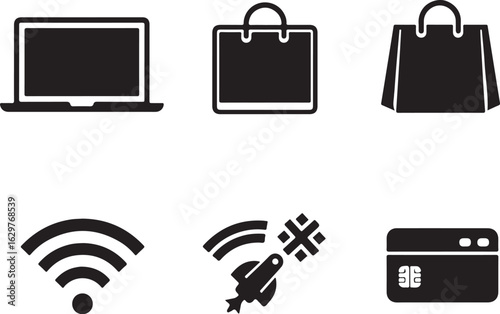Modern icons for digital commerce and connectivity
