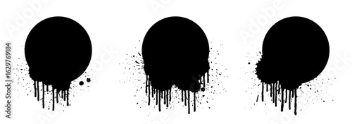 Grunge circles set stains round frames paint drops ink splatter collection 04.eps