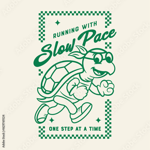 Running Turtle vector illustration suitable for logo, graphic tshirt, design element, or any other purpose.