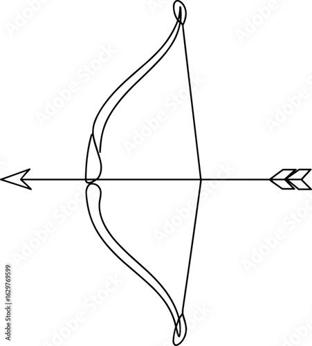 Bow and arrow outline vector illustration, archery equipment symbol, minima