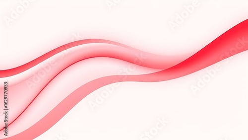 Elegant abstract background featuring smooth, flowing red and pink wavy lines. A modern concept of fluid dynamics and gentle motion.