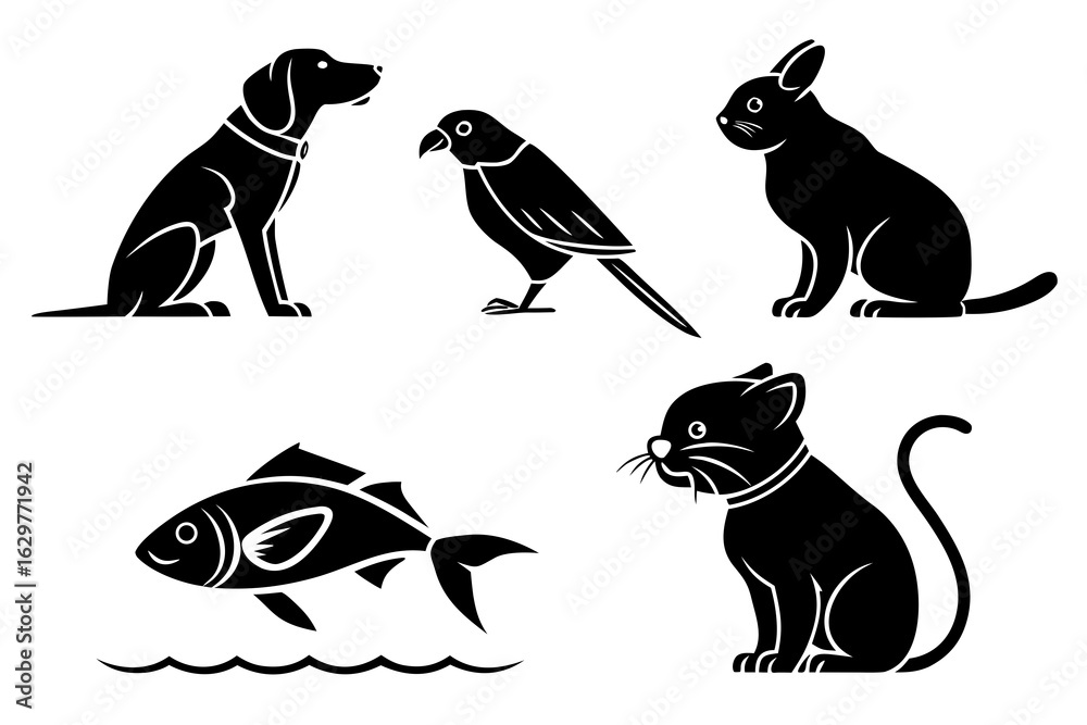 Fototapeta premium set of animals silhouettes