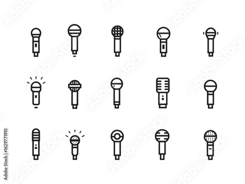 Microphone line art classic symbol of audio passion