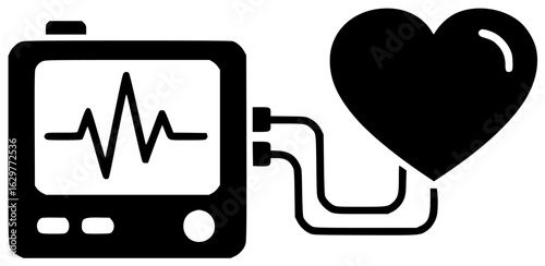ecg machine monitoring heart activity and displaying heart rhythm rate signals