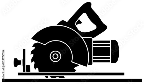 Saw equipment lying on a table with equipment hanging from hooks and stored nearby