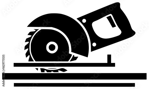 Saw equipment lying on a table with equipment hanging from hooks and stored nearby