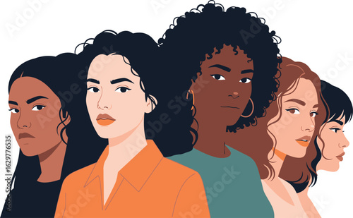 Diverse women empowerment strong female leadership illustration