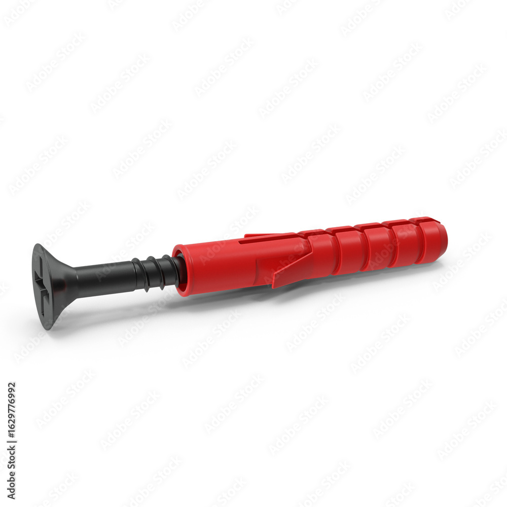 Fototapeta premium Red Wall Plug with Screw isolated on transparent background