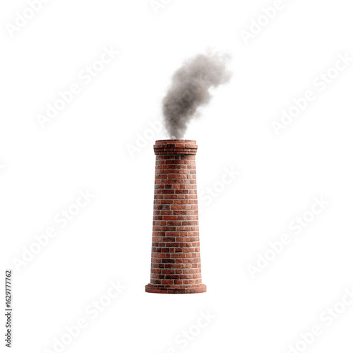 Industrial chimney with smoke emitting from the top, symbolizing pollution. Ideal for themes related to industry, environment, and emissions.