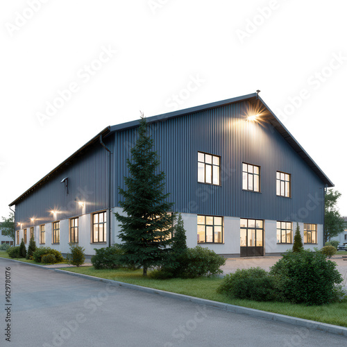 Wallpaper Mural Modern industrial building with large windows and a landscaped exterior Torontodigital.ca