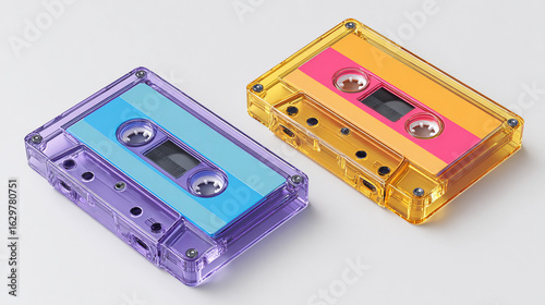 Retro cassette tapes in vibrant colors showcasing the nostalgia of music from past decades