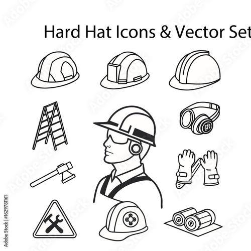 Hard Hat Icons & Vector Set