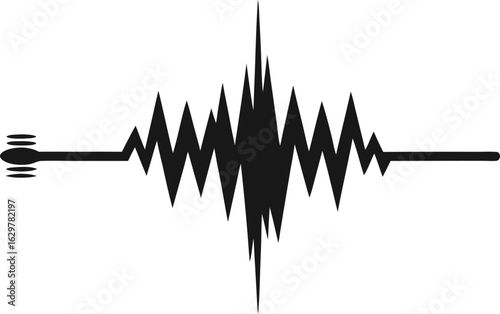 Seismograph Needle with Earthquake Waves Vector Black