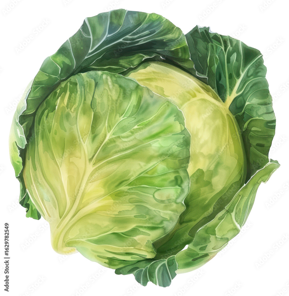 Fototapeta premium Fresh green cabbage illustration
