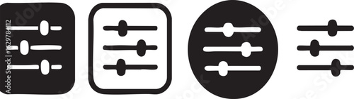 Vector Adjustment Controls Featuring Minimalist Black and White Graphic Symbols

