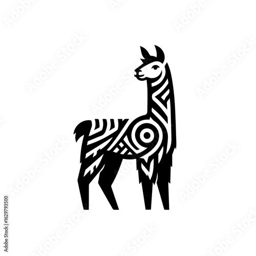 Stylized llama illustration isolated on white background