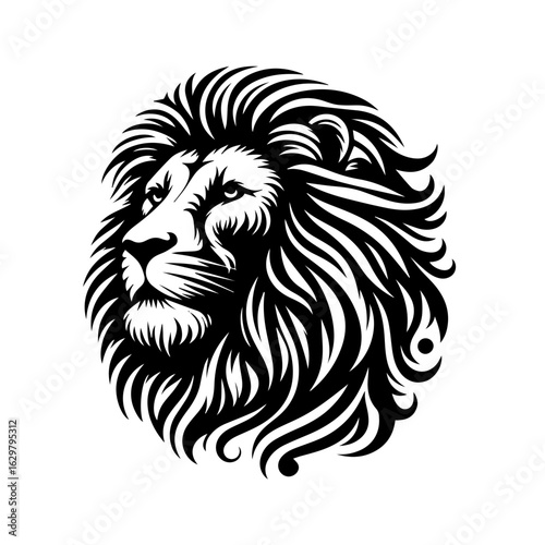 Wallpaper Mural Majestic lion head with a full mane isolated on white background Torontodigital.ca