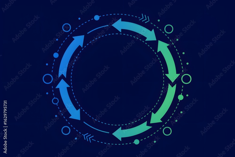 Naklejka premium Circular Flow Arrows with Data Points and Lines