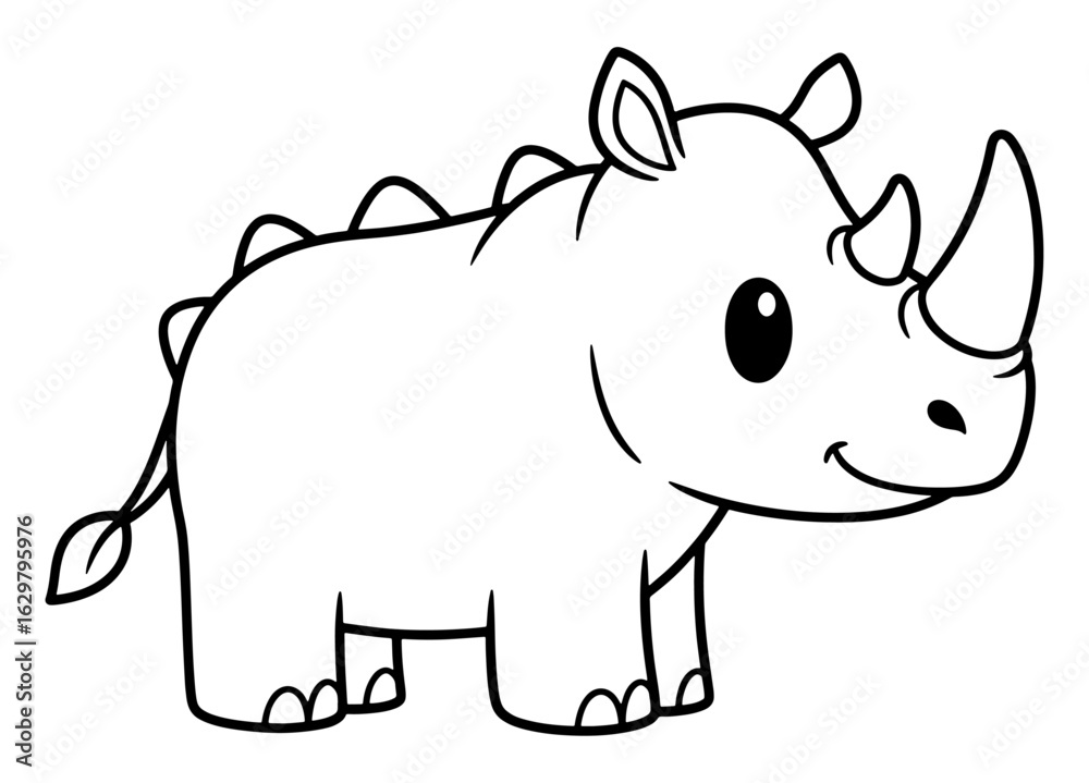 Obraz premium Cute Cartoon Rhinoceros Monster Outlined Illustration