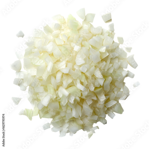 finely chopped onion piece pile on transparent background