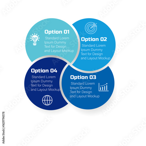 Business data visualization-Timeline infographic design with 4 steps blue circle vector element for business template, modern diagram, process, technology, digital marketing, data presentation