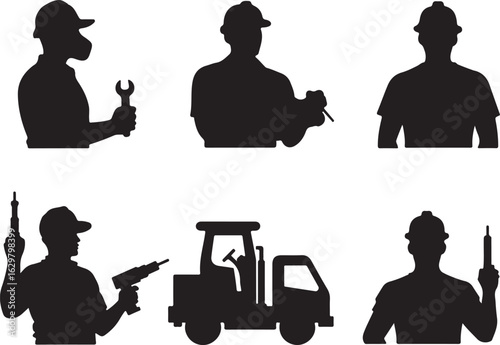 Skilled workers with tools and machinery, ready for industry.