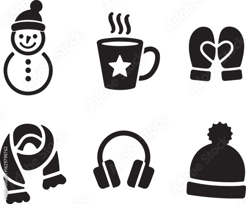 Cozy winter icons warm up any design