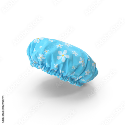 Blue Floral Shower Cap Isolated on Transparent Background