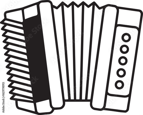 Piano Accordion outline vector illustration, line art