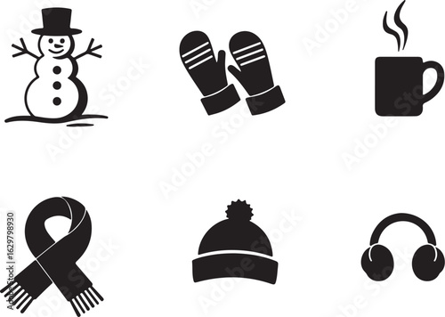 Cozy winter icons for holiday warmth and seasonal comfort