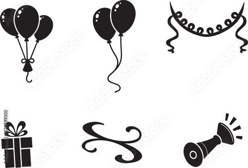 Celebrate with balloons, gifts, and festive party elements