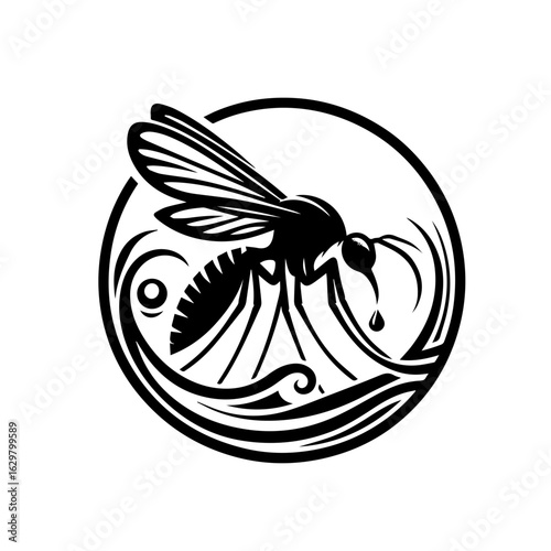 Mosquito icon with water and blood drop