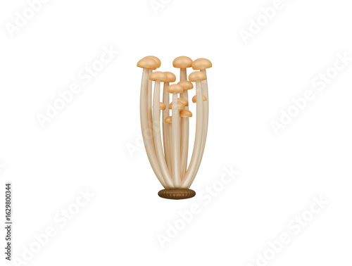 enoki mushroom icon 3d illustration render