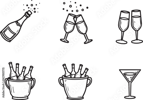 Celebrate with bubbly champagne and cocktails at parties