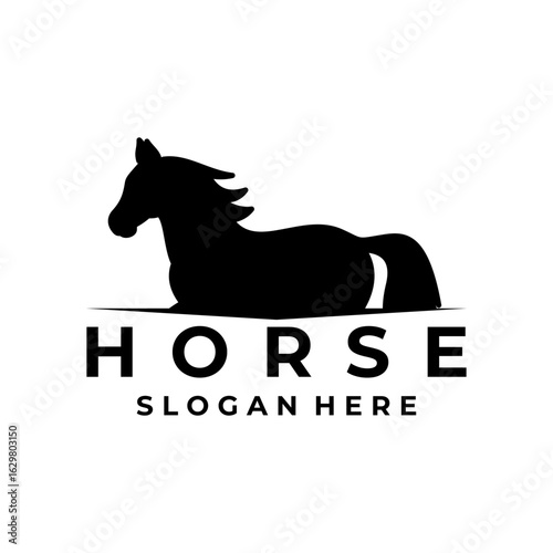 Horse black logo design vector template. Horse logo icon