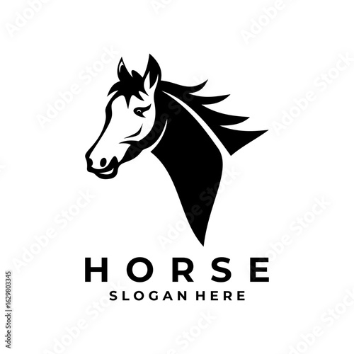 Horse Animal logo design vector. Horse head vector in black color logo