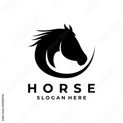 Circle Head Horse logo design vector template. Horse company logo design vector template