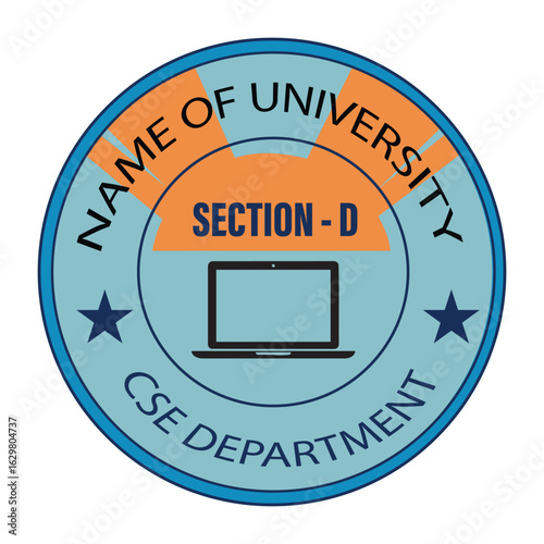 University Department Emblem With Laptop And Stars computer
