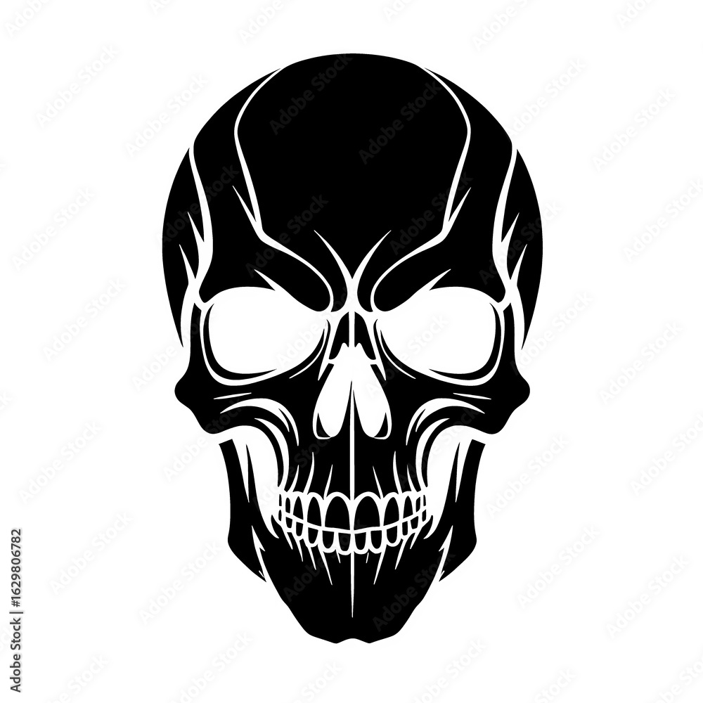 Fototapeta premium Black skull head png transparent background