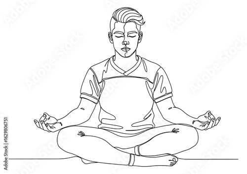 Man sitting in a cross-legged position, meditating or doing yoga.