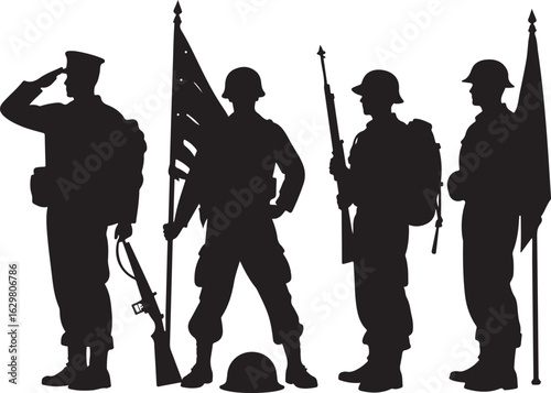 Patriotic soldiers salute flag, embodying courage and service spirit