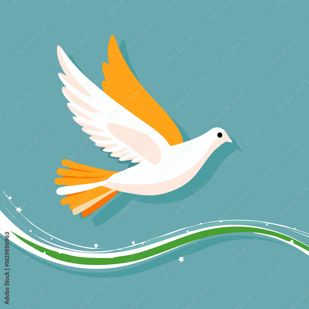 Obraz premium Vector illustrations of the Indian flag, pigeon, patriotic symbols, and festive elements – ideal for Independence Day designs, cultural celebrations, and national pride events in India