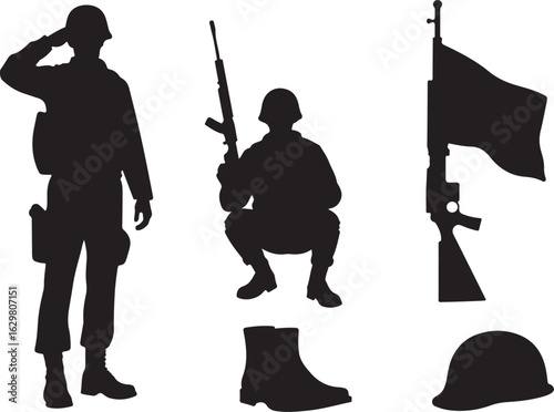 Honoring heroes silhouettes military service honor remembrance